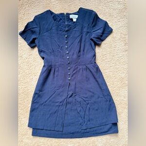 Vintage Navy and Black Plaid Button-Down Dress